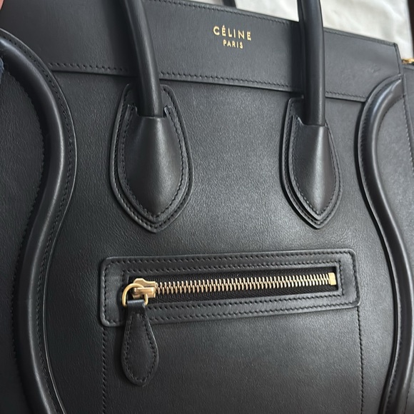 Celine Micro Luggage Black Smooth Leather Bag - Picture 7 of 11